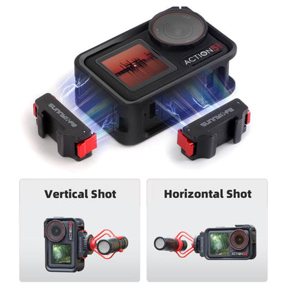 For DJI Osmo 360 / Action 5 Pro / 4 / 3 Sunnylife Magnetic Quick-Release Cold Shoe Adapter Action Camera Fill Light Microphone Adapter (Black)