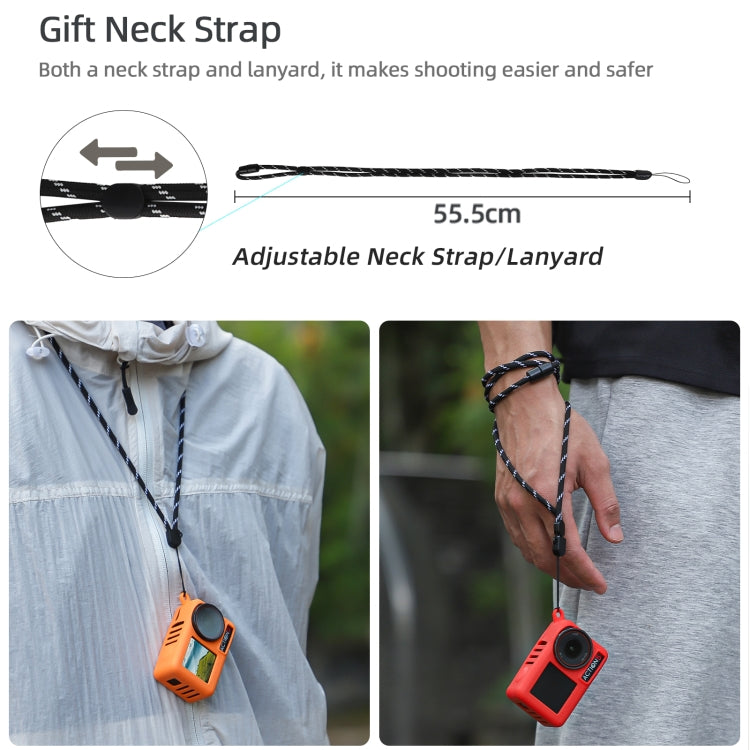 For DJI Osmo Action 5 Pro Sunnylife Silicone Protective Case Scratch-proof Camera Cover with Lanyard (Red)