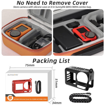 For DJI Osmo Action 5 Pro Sunnylife Silicone Protective Case Scratch-proof Camera Cover with Lanyard (Orange)