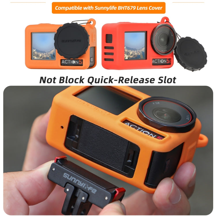 For DJI Osmo Action 5 Pro Sunnylife Silicone Protective Case Scratch-proof Camera Cover with Lanyard (Orange)