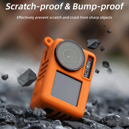 For DJI Osmo Action 5 Pro Sunnylife Silicone Protective Case Scratch-proof Camera Cover with Lanyard (Red)
