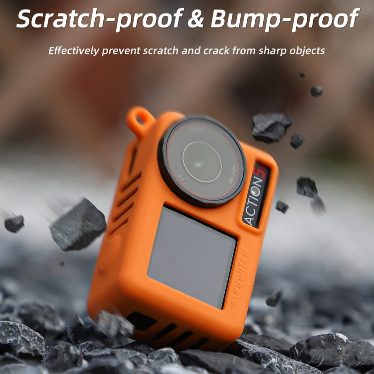 For DJI Osmo Action 5 Pro Sunnylife Silicone Protective Case Scratch-proof Camera Cover with Lanyard (Orange)