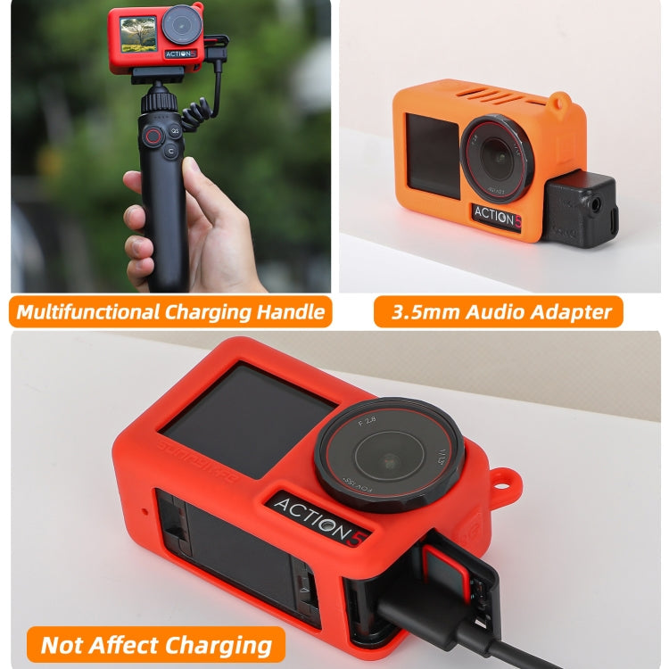 For DJI Osmo Action 5 Pro Sunnylife Silicone Protective Case Scratch-proof Camera Cover with Lanyard (Red)