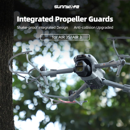 For DJI Air 3S / 3 Sunnylife Propellers Guard Protector Integrated Shielding Rings Quick Release Anti-Collision Props Safe Ring (Grey)