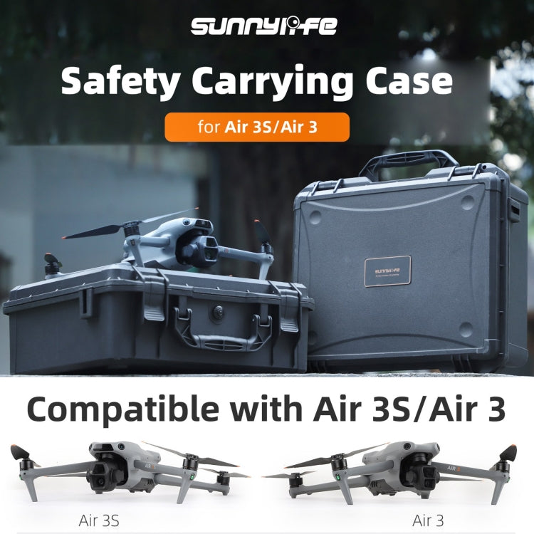 For DJI Air 3S / 3 Sunnylife Safety Carrying Case Large Capacity Waterproof Shock-proof Hard Travel Case (Black)