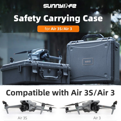 For DJI Air 3S / 3 Sunnylife Safety Carrying Case Large Capacity Waterproof Shock-proof Hard Travel Case (Black)