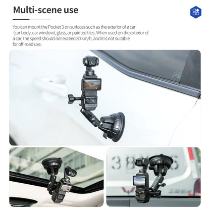 For DJI OSMO Pocket 3 STARTRC Suction Cup Holder Expansion Adapter Bracket (Black)