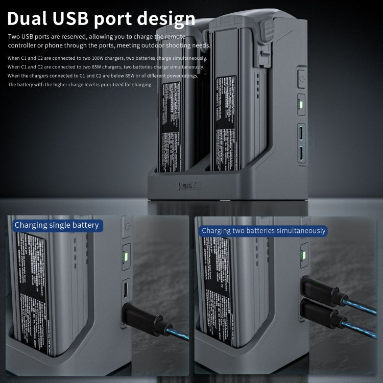 For DJI Air 3S / 3 Two-way Charging Butler Battery Charger (Grey)
