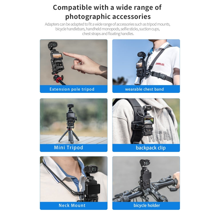 Pour DJI OSMO Pocket 3 STARTRC Support de montage fixe multifonctionnel et adaptateur d'extension (Noir)