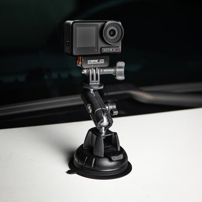 For DJI Osmo Action 5 Pro / 4 / 3 STARTRC Metal Quick Adapter Magnetic Foldable Extension Bracket (Black+Orange)