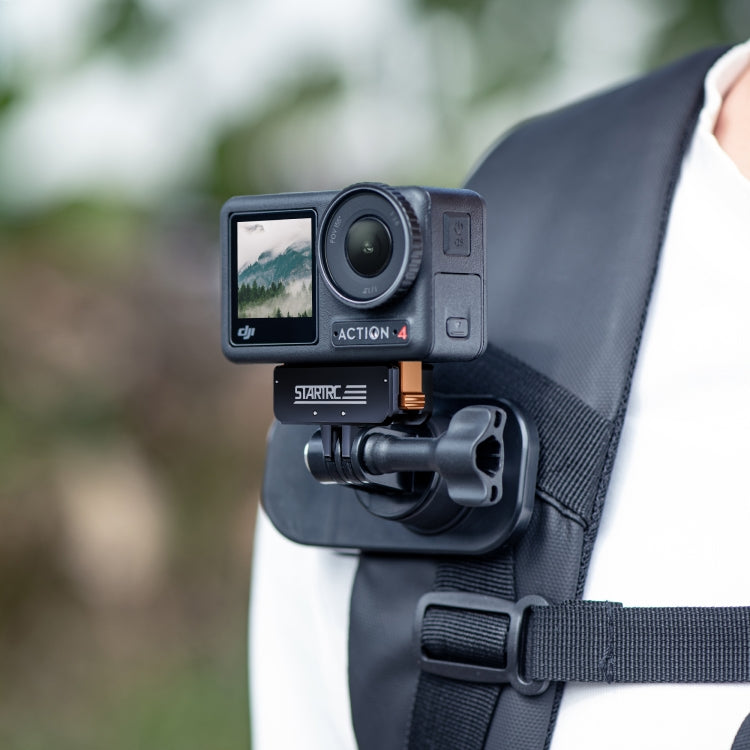 For DJI Osmo Action 5 Pro / 4 / 3 STARTRC Metal Quick Adapter Magnetic Foldable Extension Bracket (Black+Orange)