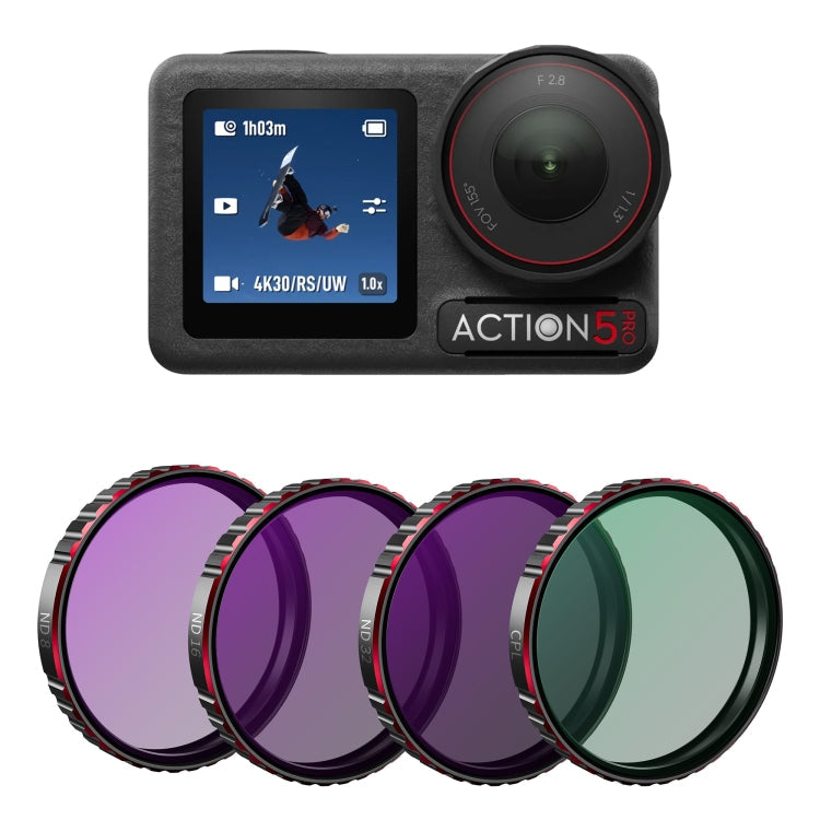 Pour DJI Osmo Action 5 Pro STARTRC Filtre d'objectif 4 en 1 CPL ND8 ND16 ND32