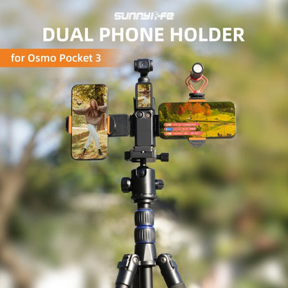 For DJI OSMO Pocket 4 / 3 Sunnylife ZJ756 Expanded Dual Phone Clamp Holder (Black)