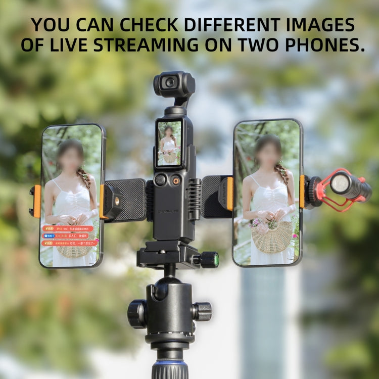For DJI OSMO Pocket 4 / 3 Sunnylife ZJ756 Expanded Dual Phone Clamp Holder (Black)