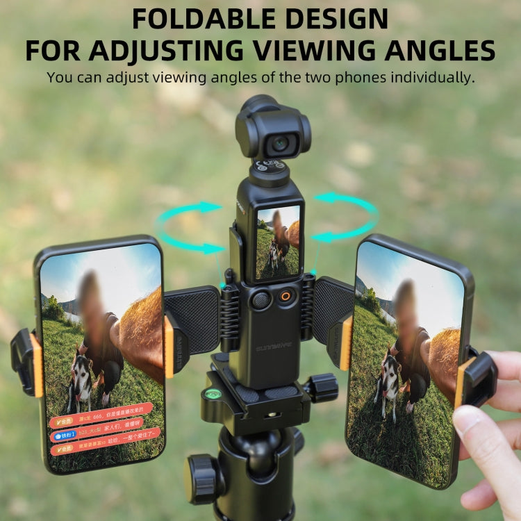 For DJI OSMO Pocket 4 / 3 Sunnylife ZJ756 Expanded Dual Phone Clamp Holder (Black)