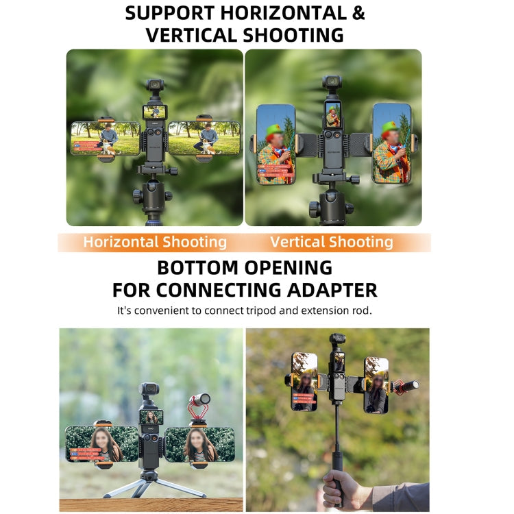 For DJI OSMO Pocket 4 / 3 Sunnylife ZJ756 Expanded Dual Phone Clamp Holder (Black)