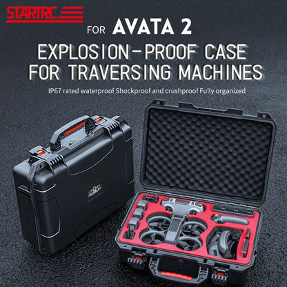 For DJI Avata 2 STARTRC M2 ABS Waterproof Shockproof Suitcase Storage Box (Black)