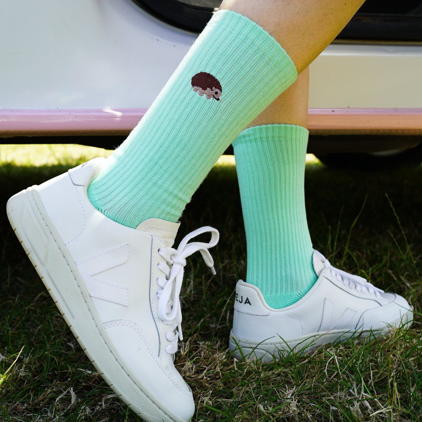 Chaussettes côtelées en bambou "Sauvez le hérisson"