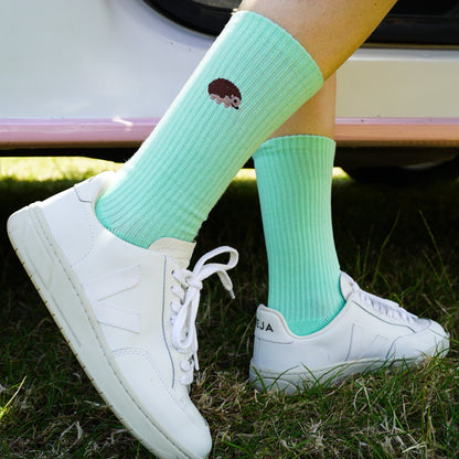 Chaussettes côtelées en bambou "Sauvez le hérisson"