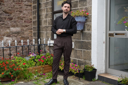 High Waist Pleated Men's Trousers