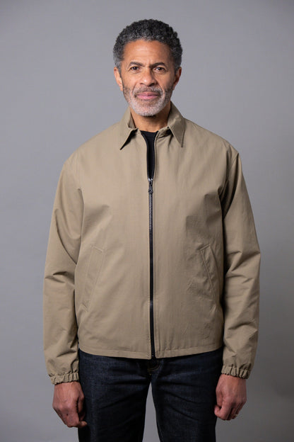 White Zip Jacket - Khaki Showerproof