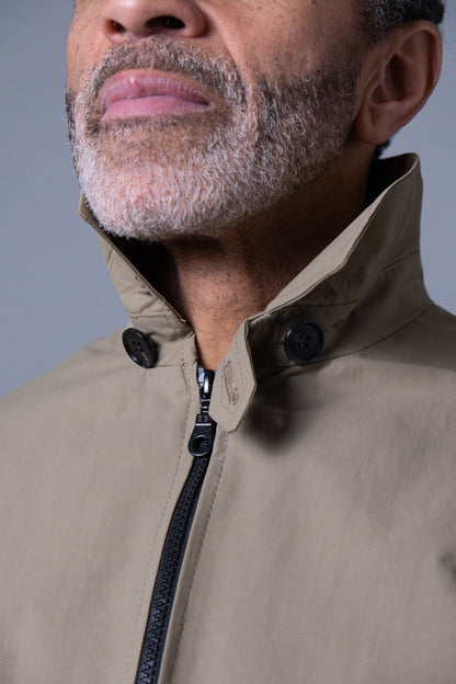 White Zip Jacket - Khaki Showerproof