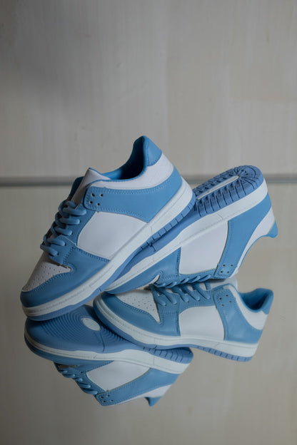 NANCY LACE UP PLATFORM TRAINERS IN SKY BLUE FAUX LEATHER