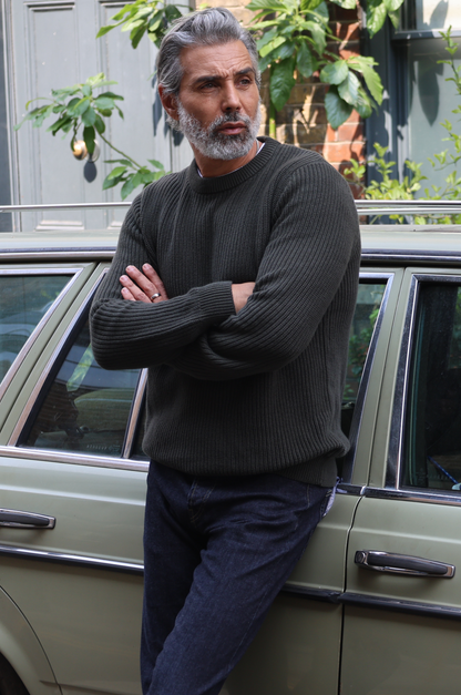 J Hailey Crew Knit - Dark Olive