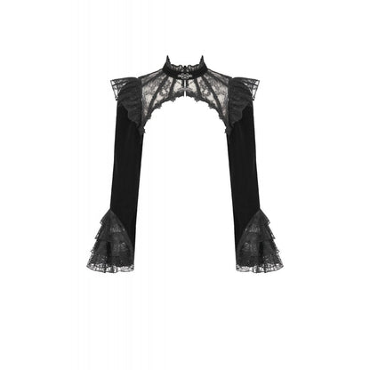 Dark in Love Erzebeth Gothic Bolero Shrug - Black Lace Victorian Bell Sleeve