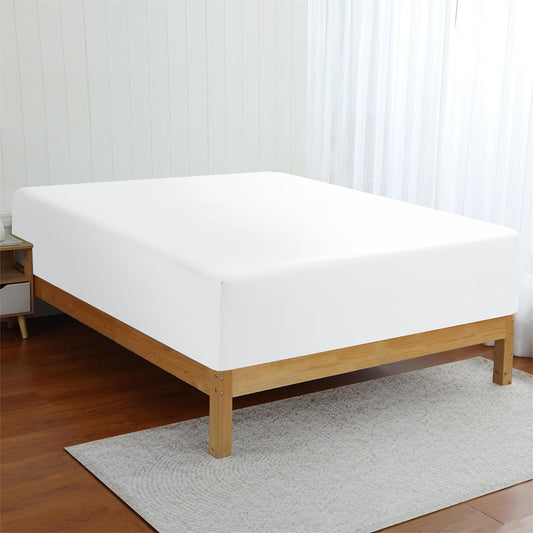 Bamboo Fitted Sheet in White (Extra Deep)