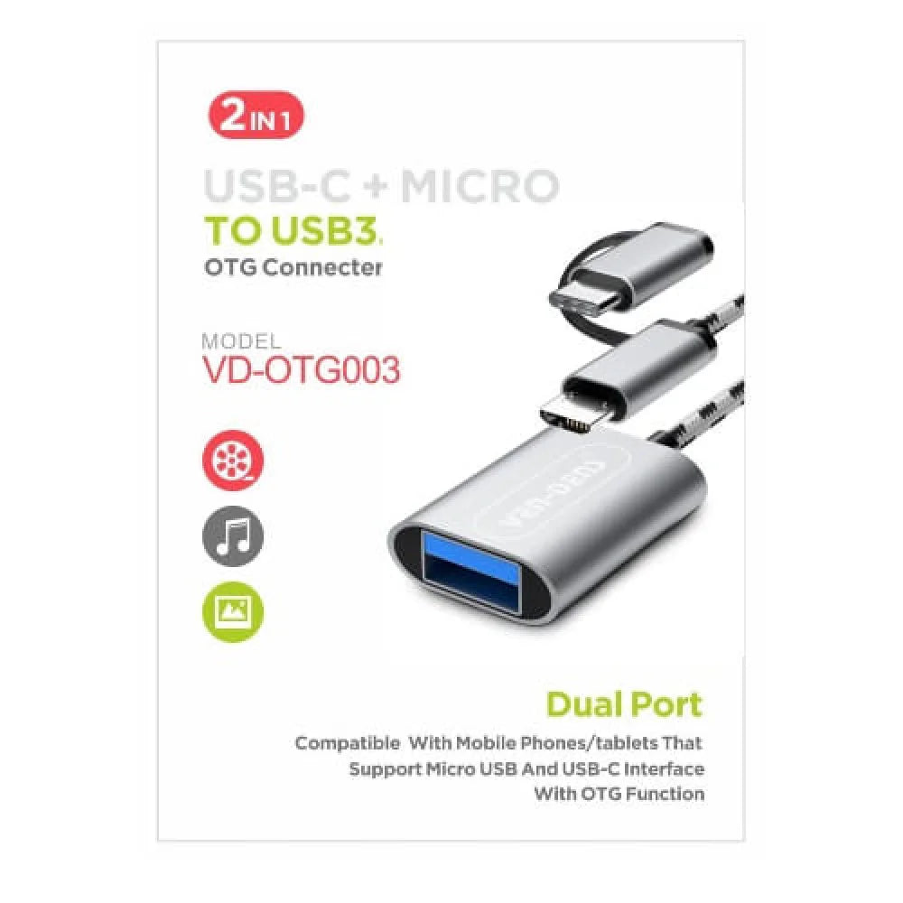 Dual Port OTG USB-C & Micro-USB Adapter – VD-OTG003