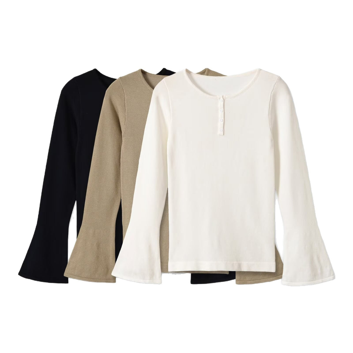 Horn long sleeved round neck knitted sweater