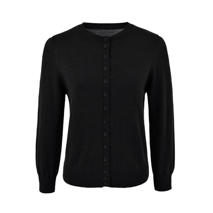 Round Neck Cropped Knit Cardigan
