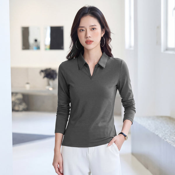 Collar long sleeved top