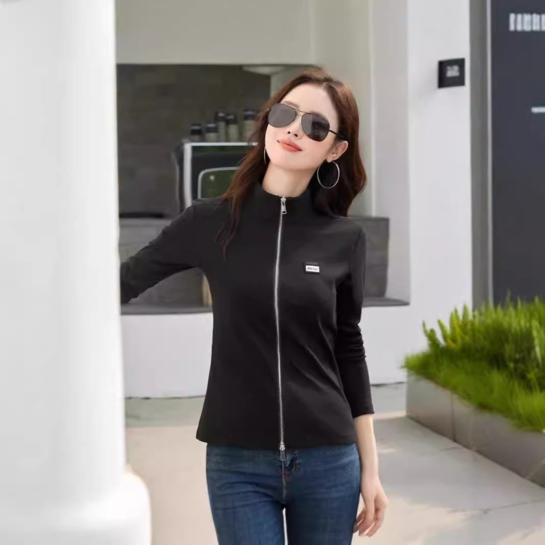 Slim fit stand up collar top