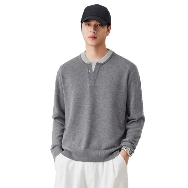 Color blocking long sleeved loose sweater