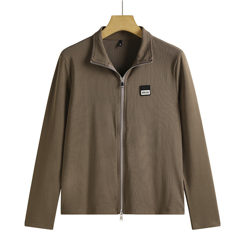 Slim fit stand up collar top