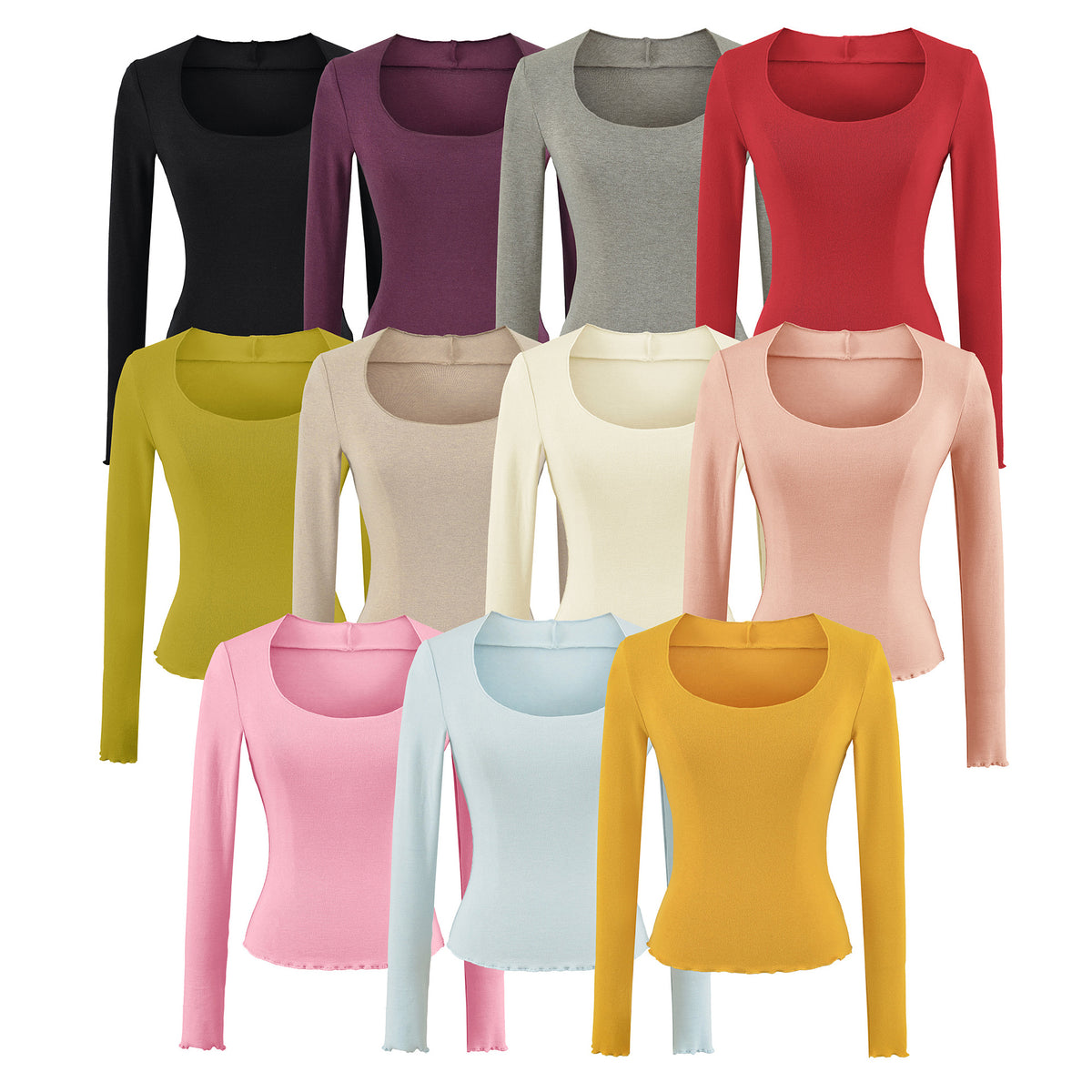 Women's U-Neck Long Sleeve T-Shirt