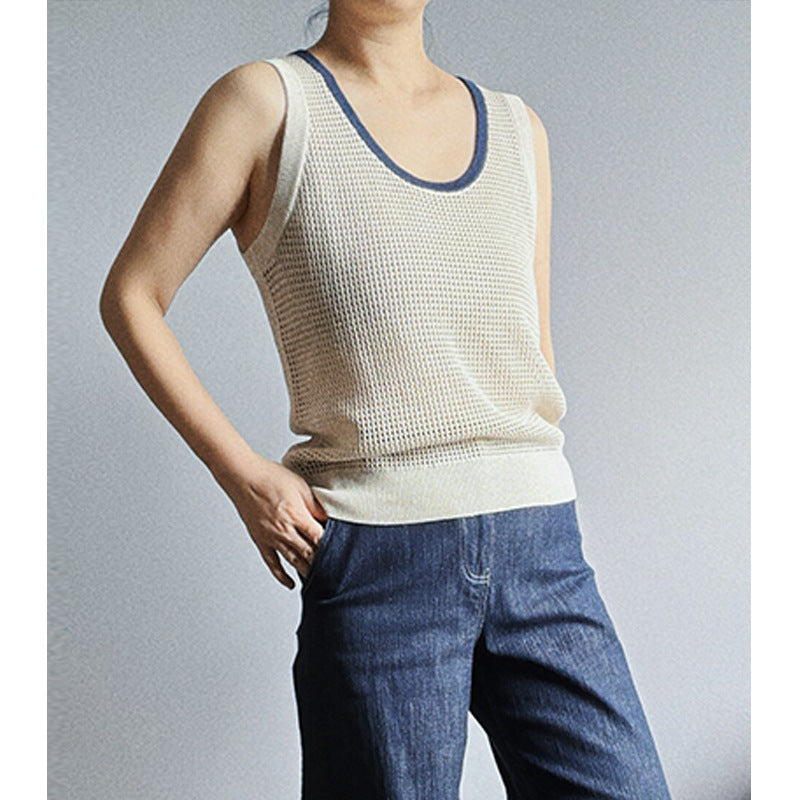 Style Hollow-out U-neck Knit Vest for Women