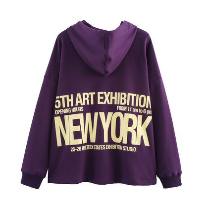 Versatile casual hooded printed hoodie