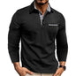 Long Sleeve Men's Polo Shirt, Turn-Down Collar Casual  Men's Polo Shirt