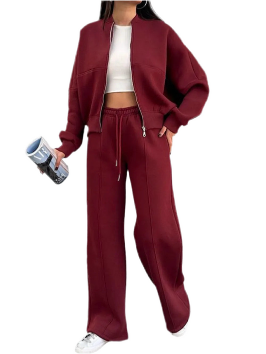 Ensemble de survêtement avec veste à col baseball zippée et pantalon à cordon de serrage
