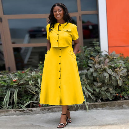 high waisted breasted skirt set