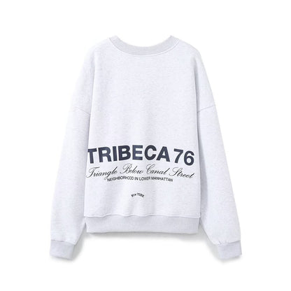 NY Loose text embroidered velvet hoodie