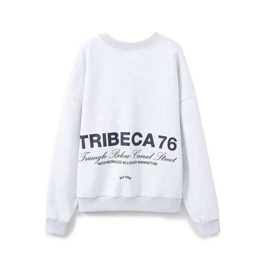 NY Loose text embroidered velvet hoodie