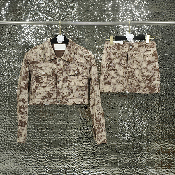 autumn new jacket with high waisted shorts set