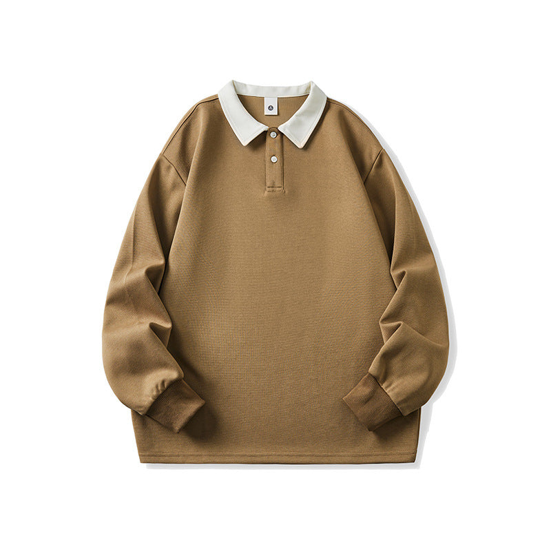 Retro Faux Two-Piece Polo Hoodie