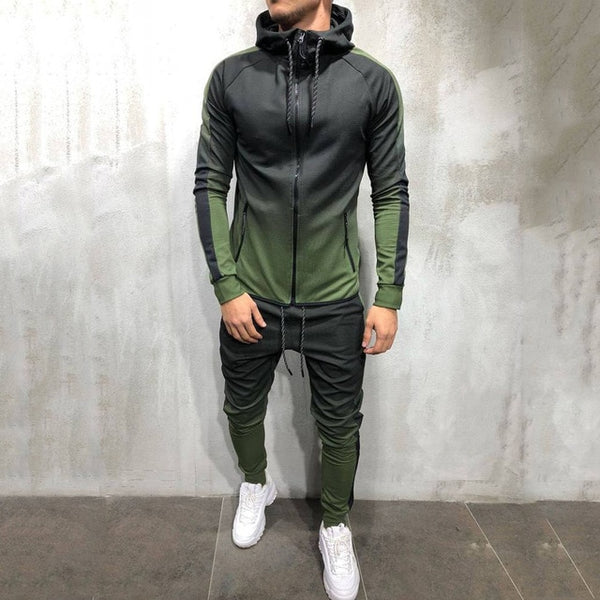 Men's Printed Zip Tracksuit Set