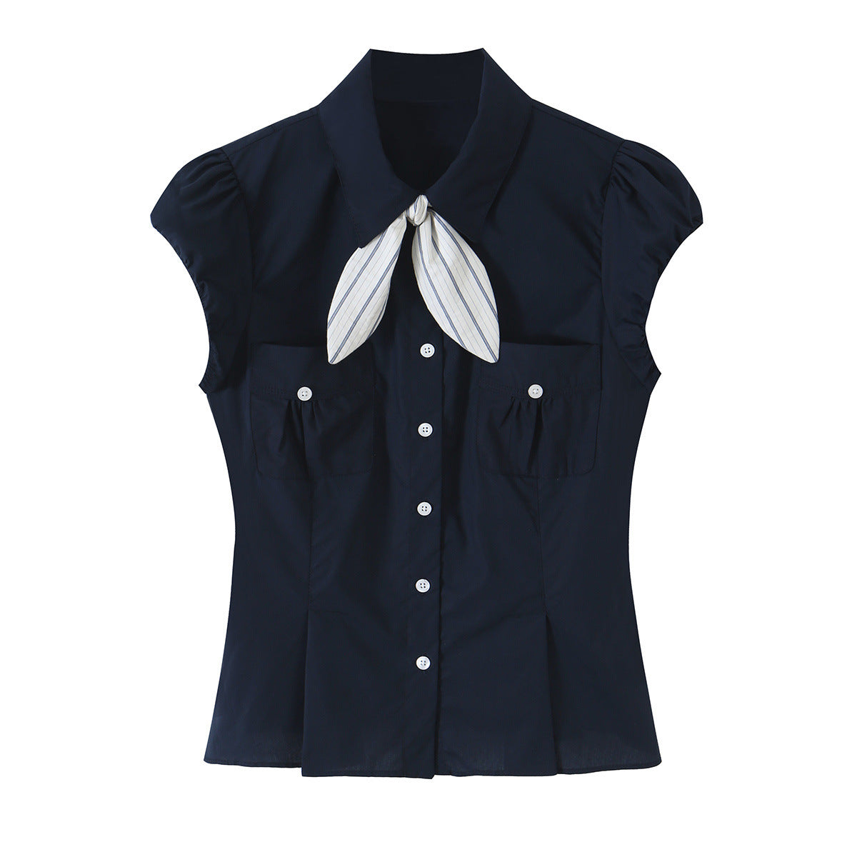 bow tie tied short sleeved shirt
