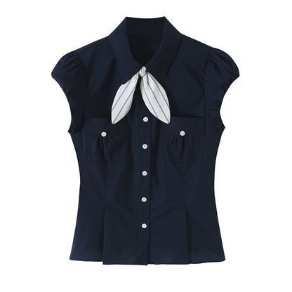 bow tie tied short sleeved shirt